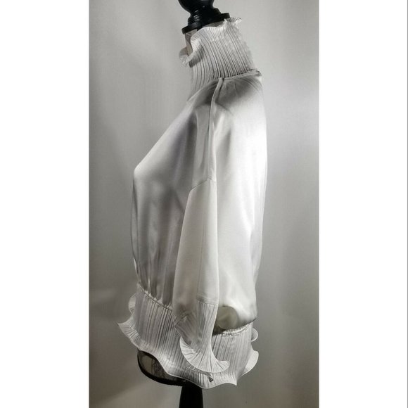 Givenchy Frilled High-Neck Women's White Blouse Size 36 NWOT - Picture 5 of 8